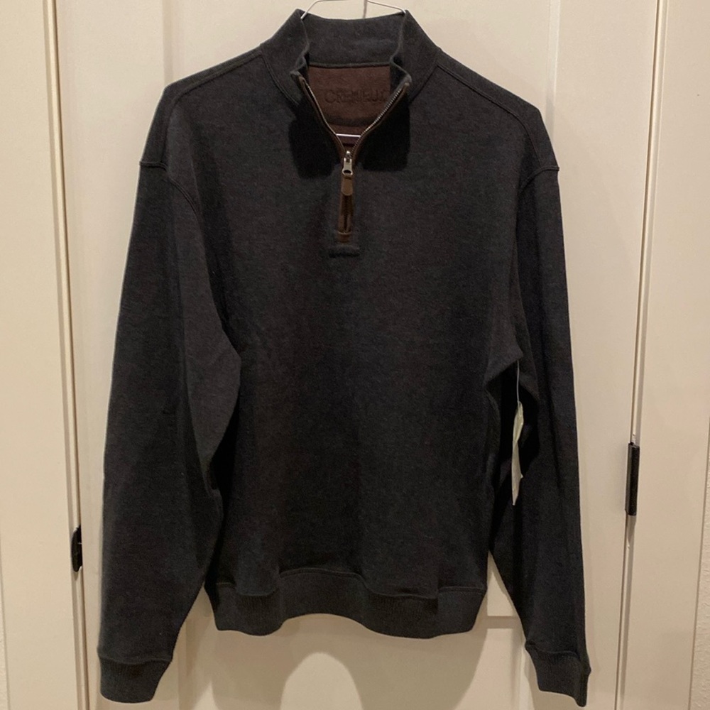 Cremieux Men’s‎ Reversible 1/4 Zip Sweater.  Size Medium.  Charcoal/Brown
